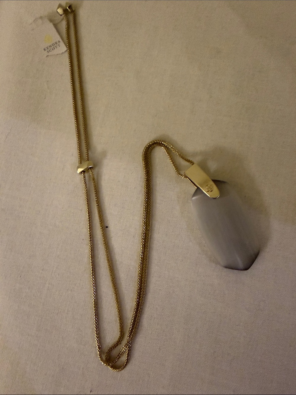 Kendra Scott Silver Necklace with Gray Gemstone Pendant